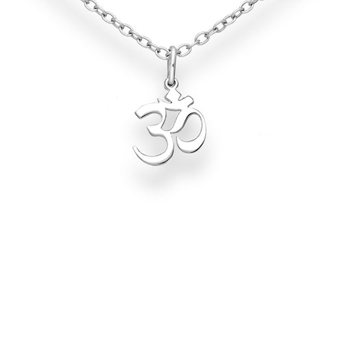 Pretty and delicate silver Om symbol pendant on a dainty silver chain. 