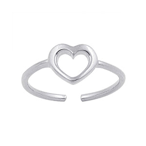 Silver heart midi ring.