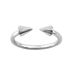 Delicate silver spike open midi ring.