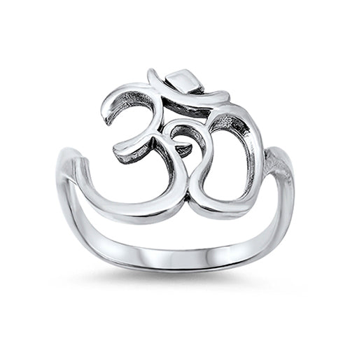 Large chunky silver Om Symbol ring. 