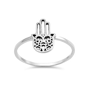 Delicate silver Hamsa ring. 