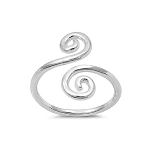 Pretty silver swirl open midi ring. 