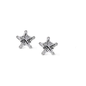 Pretty and delicate silver cubic zirconia star stud earrings. 