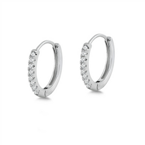 Pretty silver cubic zirconia huggie hoop earrings. 